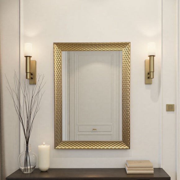 Yearn Diamont Framed Bevelled Rectangle Wall Mirror - image 1