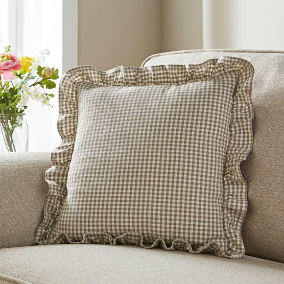 Gingham Frill Cotton Square Cushion Cover - image 1