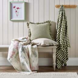 Gingham Frill Cotton Square Cushion Cover - thumbnail 4