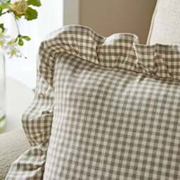 Gingham Frill Cotton Square Cushion Cover - thumbnail 2