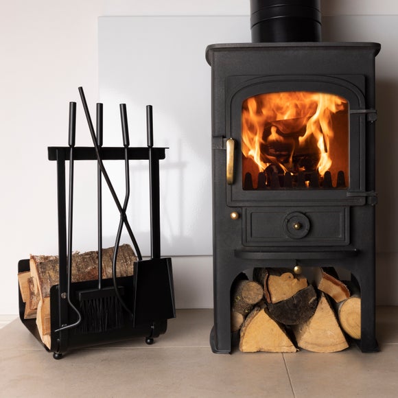 Snug - Fireside Hazel Iron 5 Piece Fireside Companion Set with Firewood Holder - image 1