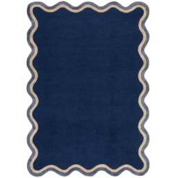 Azure Wave Border Wool Rug - thumbnail 5