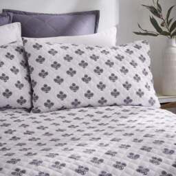 Ashwin Floral Blockprint Duvet Cover and Pillowcase Set - thumbnail 2