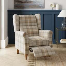 Oswald Padded Pushback Check Armchair - thumbnail 2