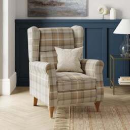 Oswald Padded Pushback Check Armchair - thumbnail 3