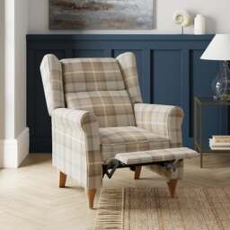Oswald Padded Pushback Check Armchair - thumbnail 1