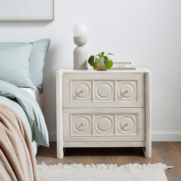 Theodore 2 Drawer Wide Bedside Table, Mango Wood - image 1