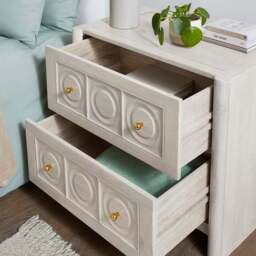 Theodore 2 Drawer Wide Bedside Table, Mango Wood - thumbnail 3