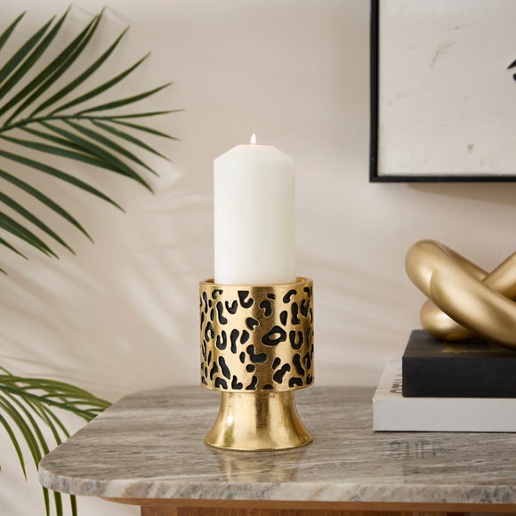 Gold Leopard Print Candle Holder - image 1