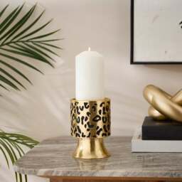 Gold Leopard Print Candle Holder - thumbnail 1