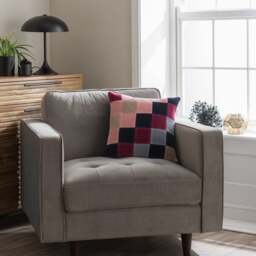 Clara Cubed Patchwork Cotton Velvet Square Cushion - thumbnail 1