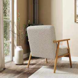 Alpine Boucle Spindle Wooden Arm Accent Chair - thumbnail 5