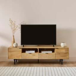 "Spencer Extra Wide TV Unit for TVs up to 80"", Mango Wood" - thumbnail 1