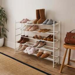 3 Tier White Extendable Shoe Rack - thumbnail 2
