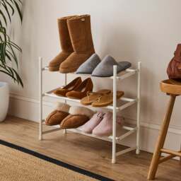 3 Tier White Extendable Shoe Rack - thumbnail 1