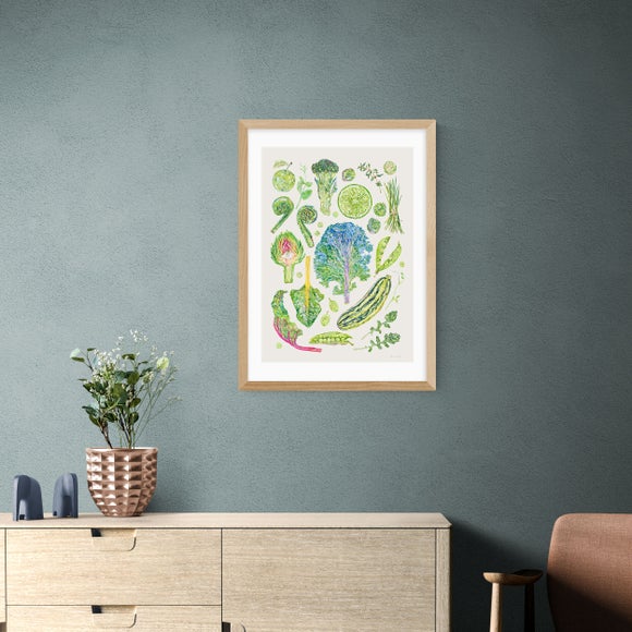 East End Prints Green Harvest Of Fruit & Vegetables Framed Print - image 1