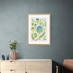 East End Prints Green Harvest Of Fruit & Vegetables Framed Print - thumbnail 1