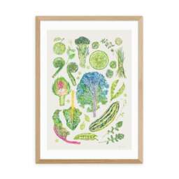 East End Prints Green Harvest Of Fruit & Vegetables Framed Print - thumbnail 2