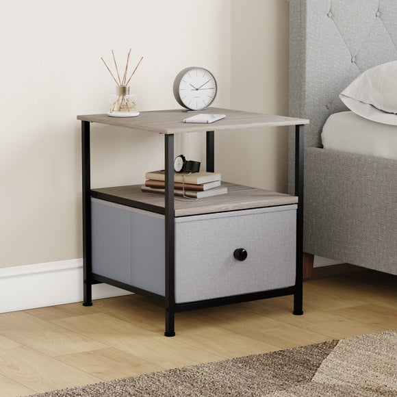Maye 1 Drawer Fabric Bedside Table - image 1