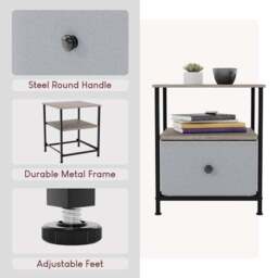 Maye 1 Drawer Fabric Bedside Table - thumbnail 3