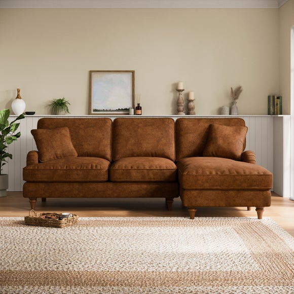 Beatrice II Relaxed Faux Leather Corner Chaise Sofa - image 1