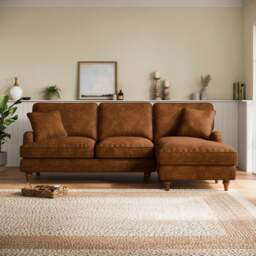 Beatrice II Relaxed Faux Leather Corner Chaise Sofa - thumbnail 1