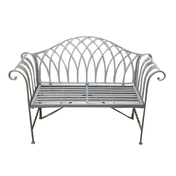 Wrought Iron 2 Seater Grey Bench - image 1
