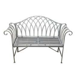 Wrought Iron 2 Seater Grey Bench - thumbnail 1