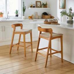 Melia Counter Height Barstool, Striped Fabric - thumbnail 2