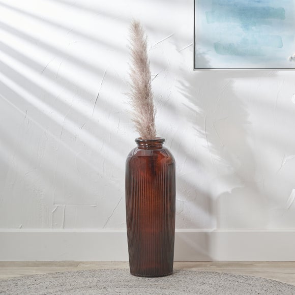 Tall Ribbed Recycled Glass Vase - image 1