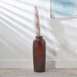 Tall Ribbed Recycled Glass Vase - thumbnail 1
