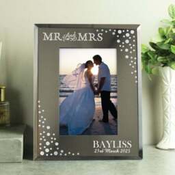 Personalised Mr and Mrs Diamante Glass Photo Frame - thumbnail 3