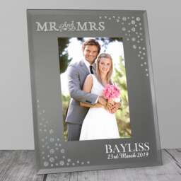 Personalised Mr and Mrs Diamante Glass Photo Frame - thumbnail 1