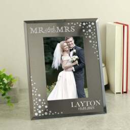 Personalised Mr and Mrs Diamante Glass Photo Frame - thumbnail 4