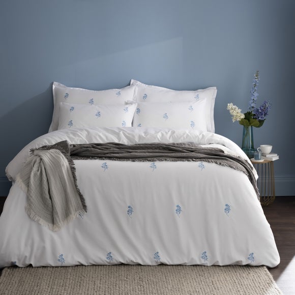 Izara Embroidered Microfibre Duvet Cover & Pillowcase Set - image 1