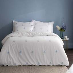 Izara Embroidered Microfibre Duvet Cover & Pillowcase Set - thumbnail 2