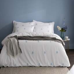 Izara Embroidered Microfibre Duvet Cover & Pillowcase Set - thumbnail 1