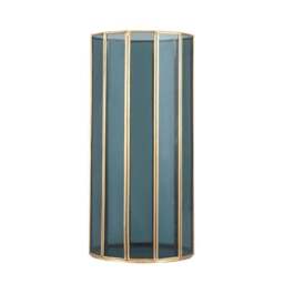 Brass & Smoked Glass Panelled Hurricane Candle Holder - thumbnail 4