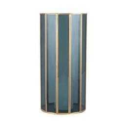 Brass & Smoked Glass Panelled Hurricane Candle Holder - thumbnail 3