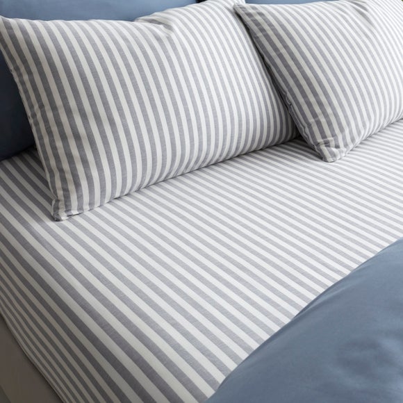 Portloe Woven Stripe 100% Cotton Fitted Sheet