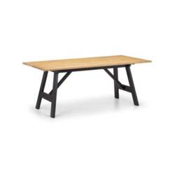 Hockley 6 Seater Rectangular Dining Table, Natural & Black - thumbnail 2