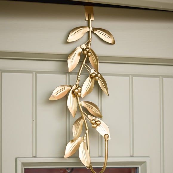 Golden Mistletoe Wreath Hanger by Dunelm