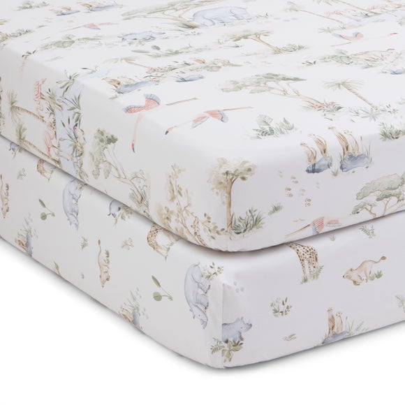 Pack of 2 Savannah 100% Cotton Fitted Sheets - image 1