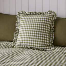 Portloe Frilled Cotton Square Cushion Cover