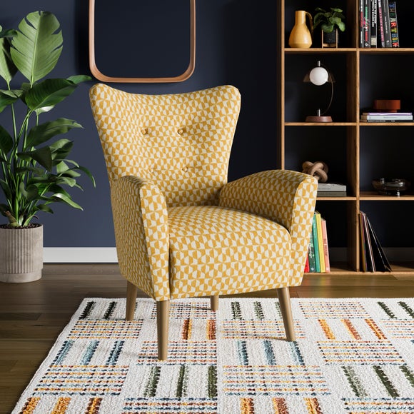 Sven Geo Checkerboard Modern Wing Back Chair - image 1