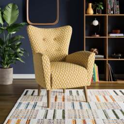 Sven Geo Checkerboard Modern Wing Back Chair