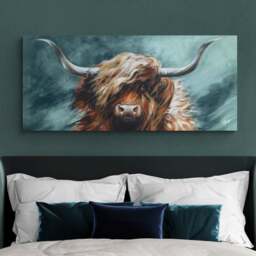 Seriously Bad Hair Day Highland Cow Canvas - thumbnail 1