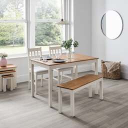 Coxmoor 4 Seater Rectangular Dining Table, Off White Solid Oak - thumbnail 1