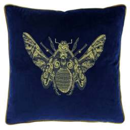 Paoletti Cerana Blue Bee Velvet Cushion - thumbnail 1