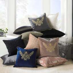 Paoletti Cerana Blue Bee Velvet Cushion - thumbnail 5